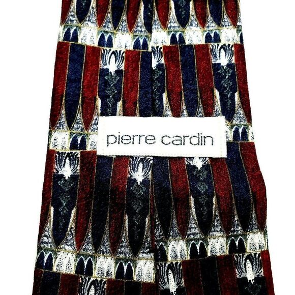Pierre Cardin Silk Tie Abstract Red Blue Wide Prin - Picture 3 of 6
